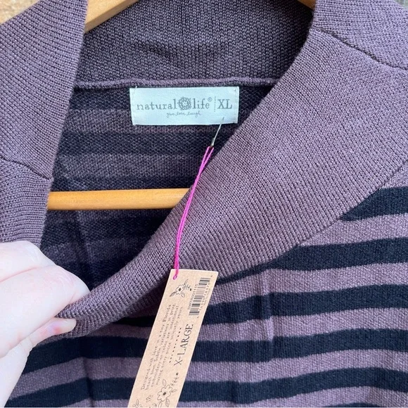 NATURAL LIFE Brown and Black Striped Turtleneck Sweater - Picture 3 of 4